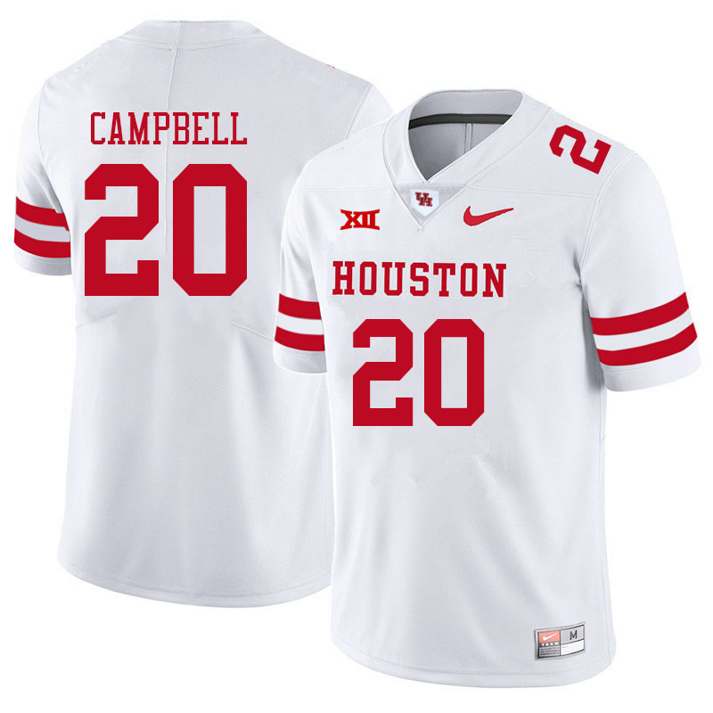 Men #20 Brandon Campbell Houston Cougars College Big 12 Conference Football Jerseys Sale-White